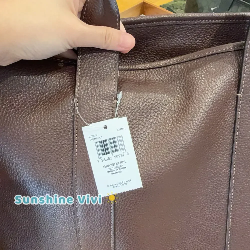 NWT Coach Grayson Tote Bag Silver/Maple CDY23 Leather